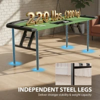 Soozier Poker Table Foldable, 72" 8 Player Casino Leisure Blackjack Texas Holdem Poker Table with 7 Cup Holders, Green(m-5)