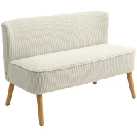 HOMCOM Modern 2 Seater Sofa, Upholstered Two Seater Couch with Rubber Wood Legs, Cream White(m-2)
