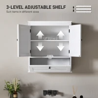 HOMCOM Medicine Cabinet with Adjustable Shelf, Bathroom Wall Cabinet Bathroom Cabinet with Recessed Panels, White(m-5)
