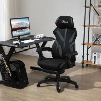 Vinsetto Gaming Chair, Ergonomic Computer Chair with Footrest, Headrest, Recliner Swivel Seat with Adjustable Height, Black(m-8)
