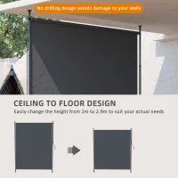 Outsunny 7' x 10' Retractable Patio Awning, Manual Outdoor Privacy Screen with UPF40+ & Water-Resistant Fabric, Grey(m-4)