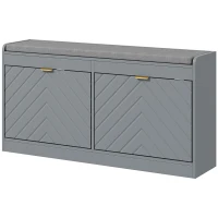 HOMCOM Shoe Storage with Seat, Upholstered Hallway Bench, Shoe Bench with 2 Flip Drawers and 4 Vents for 8 Pairs of Shoes(m-2)