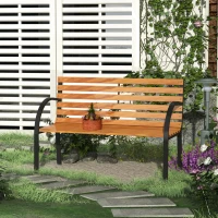 Outsunny 48"L Garden Bench Outdoor Patio 2-Person Wooden Seat Chair Park Loveseat  Yard Furniture w/ Steel Frame(m-1)