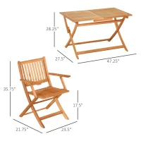 Outsunny 5 Piece Wood Patio Dining Set for 4, Dining Table and Chairs Set, Folding Outdoor Patio Furniture for Patio, Backyard and Garden, Teak(m-3)