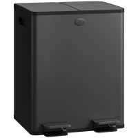 HOMCOM Garbage Bin, Soft-Close Trash Can with Foot Pedal, 2x5 Gallon (2x20 L) Garbage Can with Removable Inner Buckets, Black(m-13)