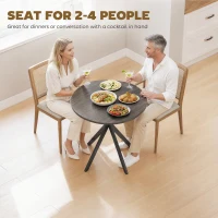 HOMCOM 31.5" Industrial Round Dining Table - Distressed Dark Brown(m-4)