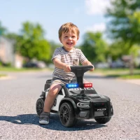 Qaba Toddler Push Car, Ride on Car with Light, Music, Under-Seat Storage and Anti Tip Device for 18-36 Months, Black(m-8)