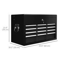 HOMCOM 6 Drawer 24" Portable Tool Box with Top Case, Ball Bearing Slides, Metal Tool Chest for Garage, Household and Warehouse(m-3)