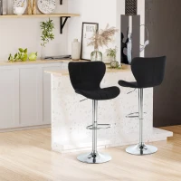 HOMCOM Set of 2 Counter Height Bar Stools Swivel Stool Height Adjustable Bar Chairs with Footrest for Kitchen Dining Home Pub, Black(m-1)