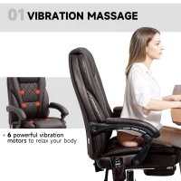 Vinsetto Massage Office Chair, Reclining Computer Chair with Adjustable Height and Footrest, Dark Brown(m-4)