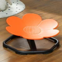 Qaba Flower-Shaped Kids Swivel Chair, Non-Slip Sensory Spinning Chair for Physical Coordination Training, Orange(m-7)