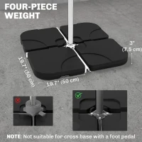 Outsunny 4pc Portable Umbrella Base Weights Garden Parasol Base Outdoor Patio Umbrella Stand Holder Weights, Black(m-3)