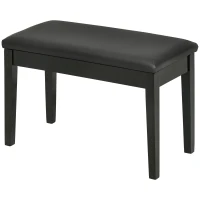 HOMCOM Classic Piano Bench Stool, PU Leather Padded Keyboard Seat with Rubber Wood Legs and Music Storage Compartment, Smooth Seat, Black(m-11)