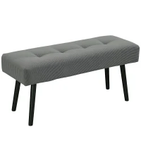 HOMCOM 39" Upholstered Ottoman Bench, Corduroy Entryway Bedroom Bench with Padded Seat and Steel Legs for Bedroom, Grey(m-9)