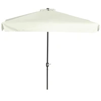 Outsunny 7.5ft Half Umbrella Semi Patio Parasol with Crank Handle, Top Vent for Garden, Balcony- NO BASE INCLUDED, Cream(m-2)