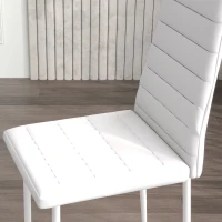 HOMCOM High Back Dining Chairs, Modern Upholstered PU Leather Accent Chairs with Metal Legs for Kitchen, Set of 6, White(m-9)