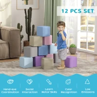 Soozier 12 Piece Soft Play Blocks Soft Foam Toy Building And Stacking Blocks - Multicolours(m-7)