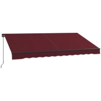 Outsunny 12' x 10' Retractable Awning, 280gsm UV Resistant Sunshade Shelter, for Deck, Balcony, Yard, Wine Red(m-2)
