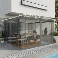 Outsunny Replacement Mosquito Netting for Gazebo 10' x 12' Black Screen Walls for Canopy with Zippers, Dark Grey(m-1)