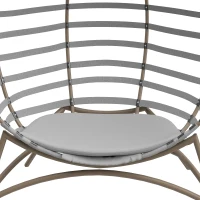 Outsunny Egg Chair, Patio Lounge Chair, Foldable Basket Chair with Large Seat Cushion, Side Pocket, Light Grey(m-10)