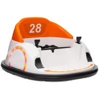 Qaba 12V Bumper Car for Toddlers, Ride On Car with 360 Degree Remote Control, Lights Music Horn, for 1.5-5 Years, Orange(m-9)