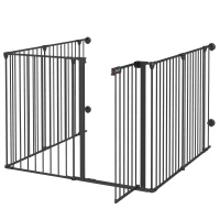 PawHut Dog Playpen DIY Adjustable, Puppy Play Pen Dog Fences Indoor with Automatically Close Lock, Pet Door for Doorway Stair, Fireplace Christmas Tree Barrier, 6-Panel, 35''H(m-2)