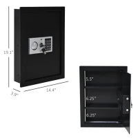 HOMCOM Flat Superior Electronic Hidden Wall Safe Box for Jewelry or Valuables Digital Lock Home Office Hotel Security (Black)(m-3)