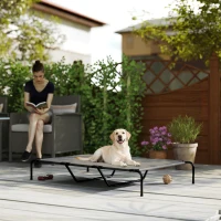 PawHut Elevated Dog Bed, Outdoor Dog Cot, Raised Dog Bed for Large Dogs with Breathable Mesh, Grey(m-1)