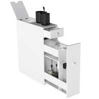 HOMCOM Space Saving Toilet Paper Cabinet, Narrow Bathroom Cabinet with Drawers and Hidden Storage, White(m-9)