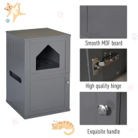 PawHut Double-Decker Cat Luxury Lower Level Litter Box and Upper Level House, Grey(m-4)