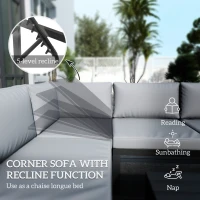 Outsunny 4 Pieces Outdoor Patio Furniture Set, 5-Level Reclining Garden Corner Sofa Set, Outdoor Lounge Conversation Sectional(m-6)