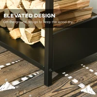 Outsunny Firewood Rack, Log Holder for Fireplace, Outdoor Indoor Wood Storage Stacker, 15.4" x 13.8" x 29.9", Black(m-4)