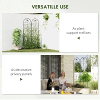 Outsunny Set of 2 Metal Garden Trellis, Decorative Trellis Panels, Bird Design, 180 x 50 cm, Black(m-6)