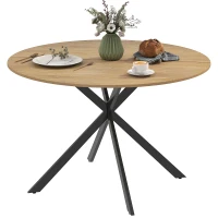 HOMCOM 47" Round Kitchen Table for 4, Industrial Dining Table with Steel Legs for Dining Room, Brown and Black(m-2)