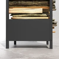 Outsunny Firewood Rack, Log Holder for Fireplace, Outdoor Indoor Wood Storage Stacker, 15.4" x 13.8" x 29.9", Black(m-10)