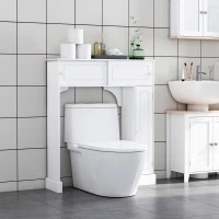 HOMCOM Modern Over The Toilet Storage, Bathroom Cabinets Over Toilet with 2 Sliding Doors, 3 Adjustable Shelves, White(m-8)