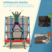 Qaba Kids Trampoline with Safety Enclosure Net and Safety Pad, Indoor Outdoor for Age 3-10 Years Old, Multi-coloured(m-4)