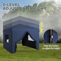 Outsunny 10' x 10' Pop Up Canopy Tent, Instant Sun Shelter, with Wheeled Bag and Mesh Windows, Height Adjustable, Dark Blue(m-5)