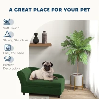 PawHut Pet Sofa Bed Couch with Storage, Pet Sofa for Cats and Small Dogs, Green(m-4)