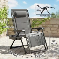 Outsunny Zero Gravity Chair, Reclining Outdoor Lounger Chair with Cup Holder, 400 LBS Capacity, Dark Grey(m-3)