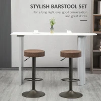 HOMCOM Modern Adjustable Bar Stools Set of 2, Swivel Barstool with Footrest, PU Leather Round Top for Kitchen, Brown(m-4)