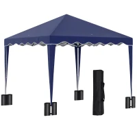 Outsunny 10' x 10' Pop Up Canopy Tent with Sand Bags, Instant Shelter with Adjustable Height and Carry Bag, Garden Outdoor Party Tent, Blue(m-2)