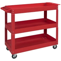 DURHAND 3 Tier Rolling Tool Cart with Wheels, 330 LBS Capacity Heavy Duty Utility Cart, Mobile Service Cart for Garage, Red(m-9)