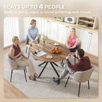 HOMCOM 47" Round Kitchen Table for 4, Industrial Dining Table with Steel Legs for Dining Room, Dark Brown and Black(m-5)