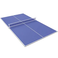 Soozier 9 ft Folding Ping Pong Table Top for Pool Tables, Table Tennis Conversion Top with Net, Foam Padding, Blue(m-9)