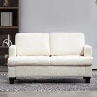 HOMCOM 54.3" Loveseat Sofa, 2 Seater Sofa with Removable Cushions, Small Couch with Wood Frame for Living Room, Cream White(m-7)