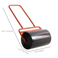 Outsunny Heavy Duty Lawn Roller, 20" Push/Tow Behind Sod Roller, Grass Flattener Filled with 11gal Water/136lbs Sand, Red(m-3)
