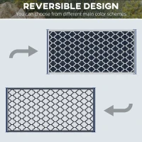 Outsunny Reversible Outdoor RV Rug, 9' x 18' Patio Floor Mat, Plastic Straw Rug, Dark Blue and White(m-6)