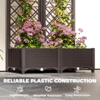 Outsunny Raised Garden Bed with Trellis, Plastic Raised Flower Bed with Drainage Holes and Drain Plugs(m-5)