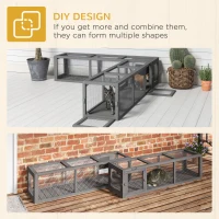 PawHut Outdoor Cat Tunnel with Extendable Design, 59" L Wooden Cat Run with Weather Protection, Connecting Inside and Outside, for Deck Patios, Balconies, Gray(m-5)